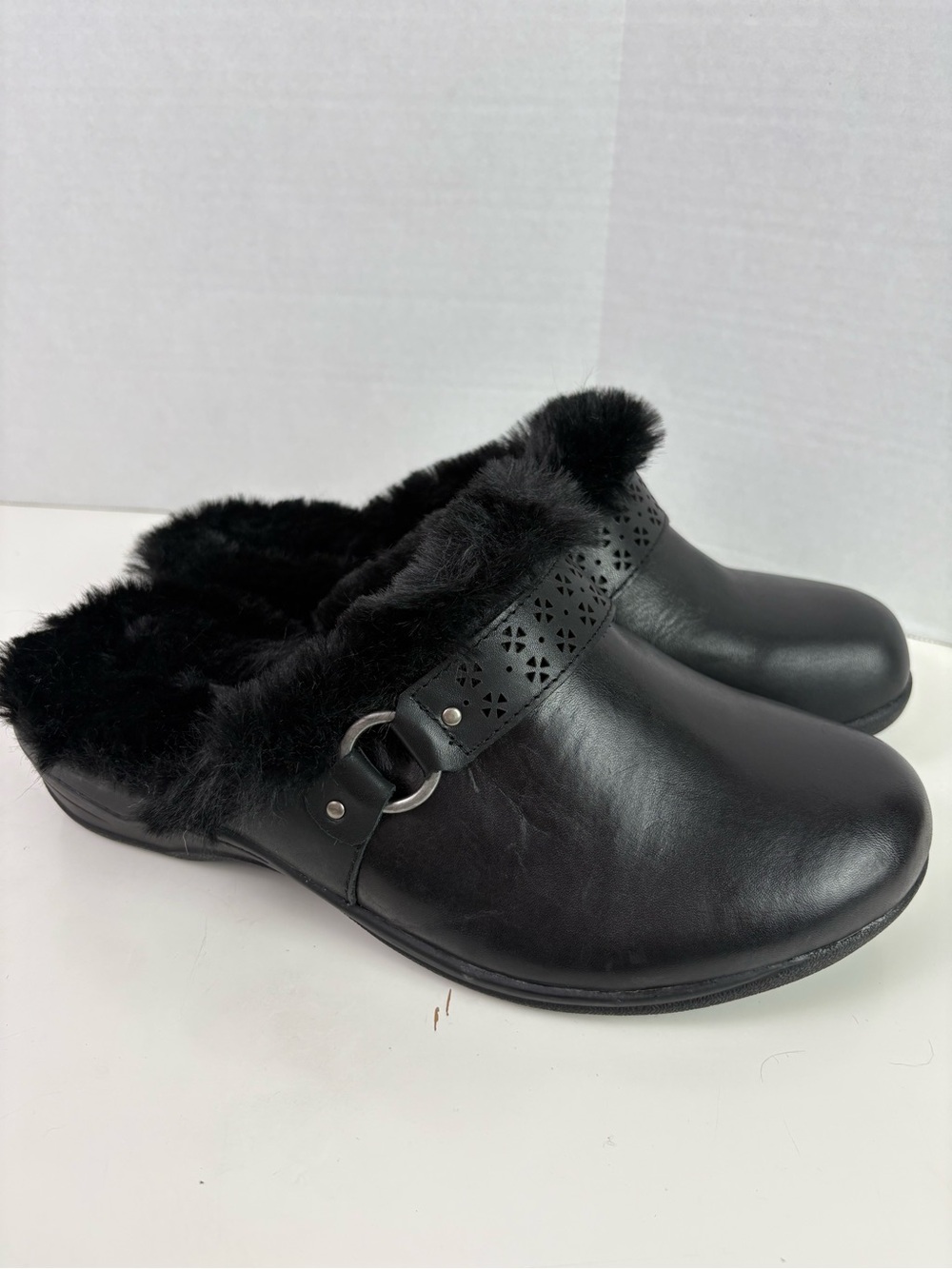 Women’s Black Fur Slip-On Clog